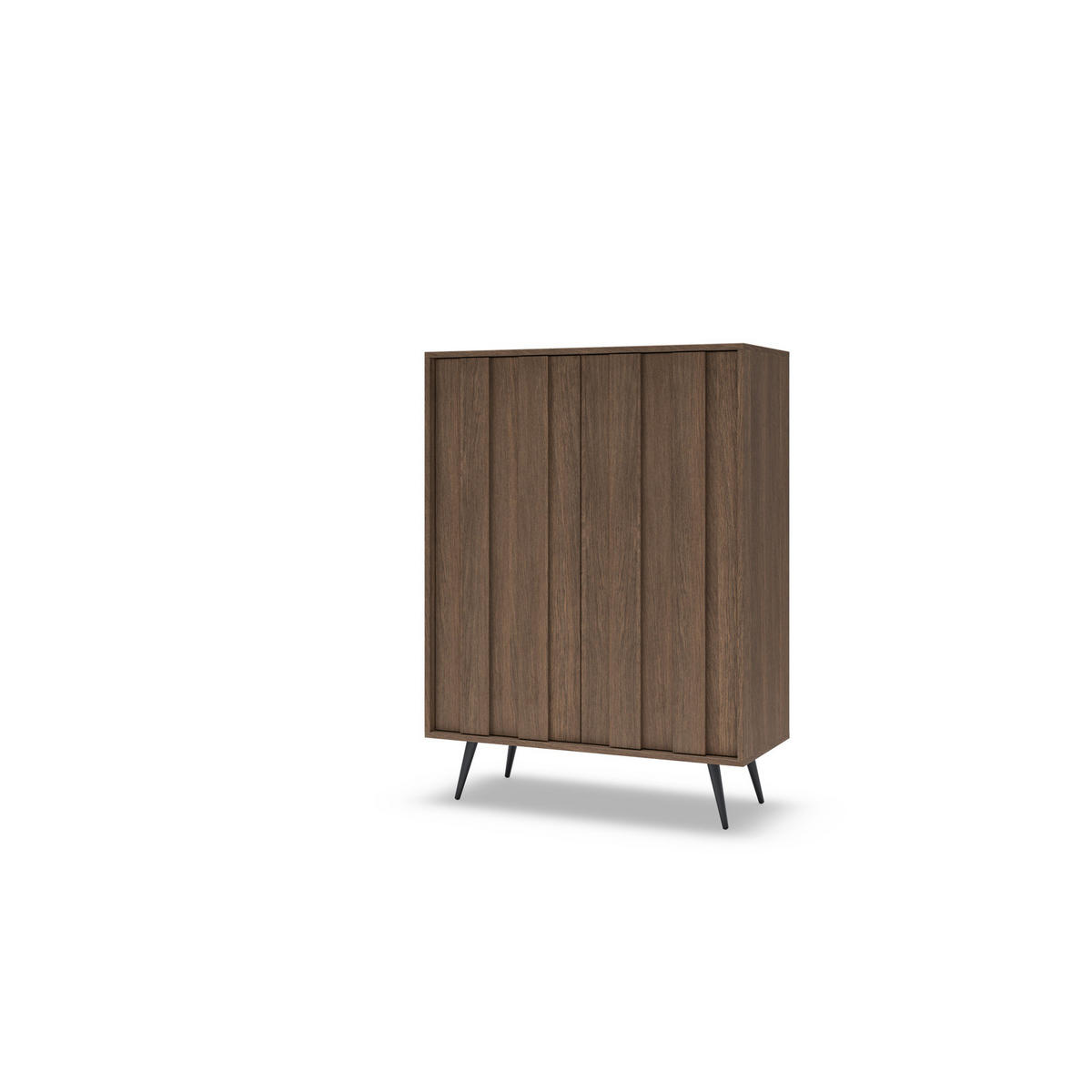 HIGHBOARD LUPO 93 cm Eiche Dunin - mit 2 Türen, LED und Metallfüßen - Eichefarben/Schwarz, Holz/Holzwerkstoff (93/126/40cm) - Ravio