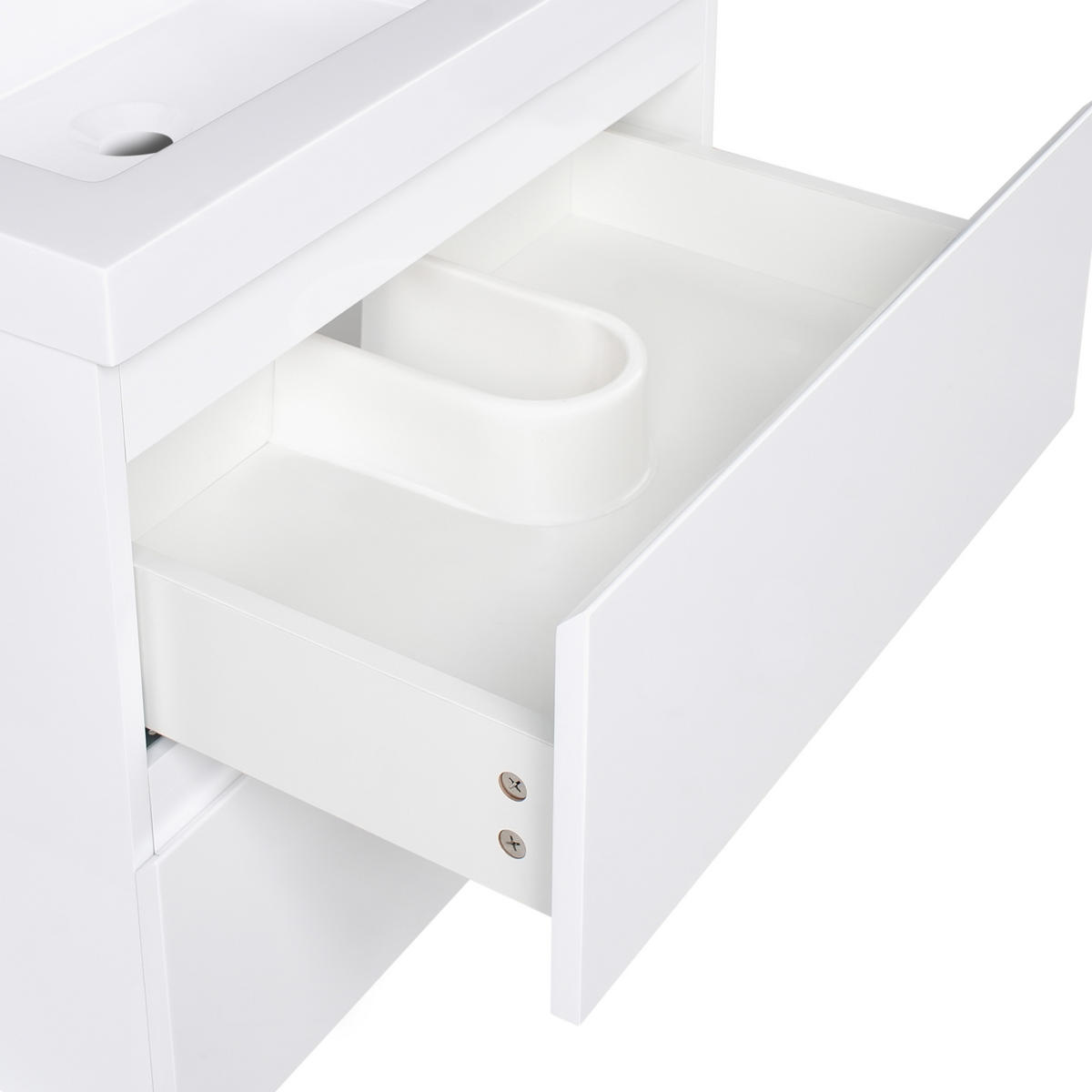 DULAP SUB LAVOAR montat pe perete cu lavoar alb Cardiel - alb, compozit lemnos (60/55/46cm) - Beliani