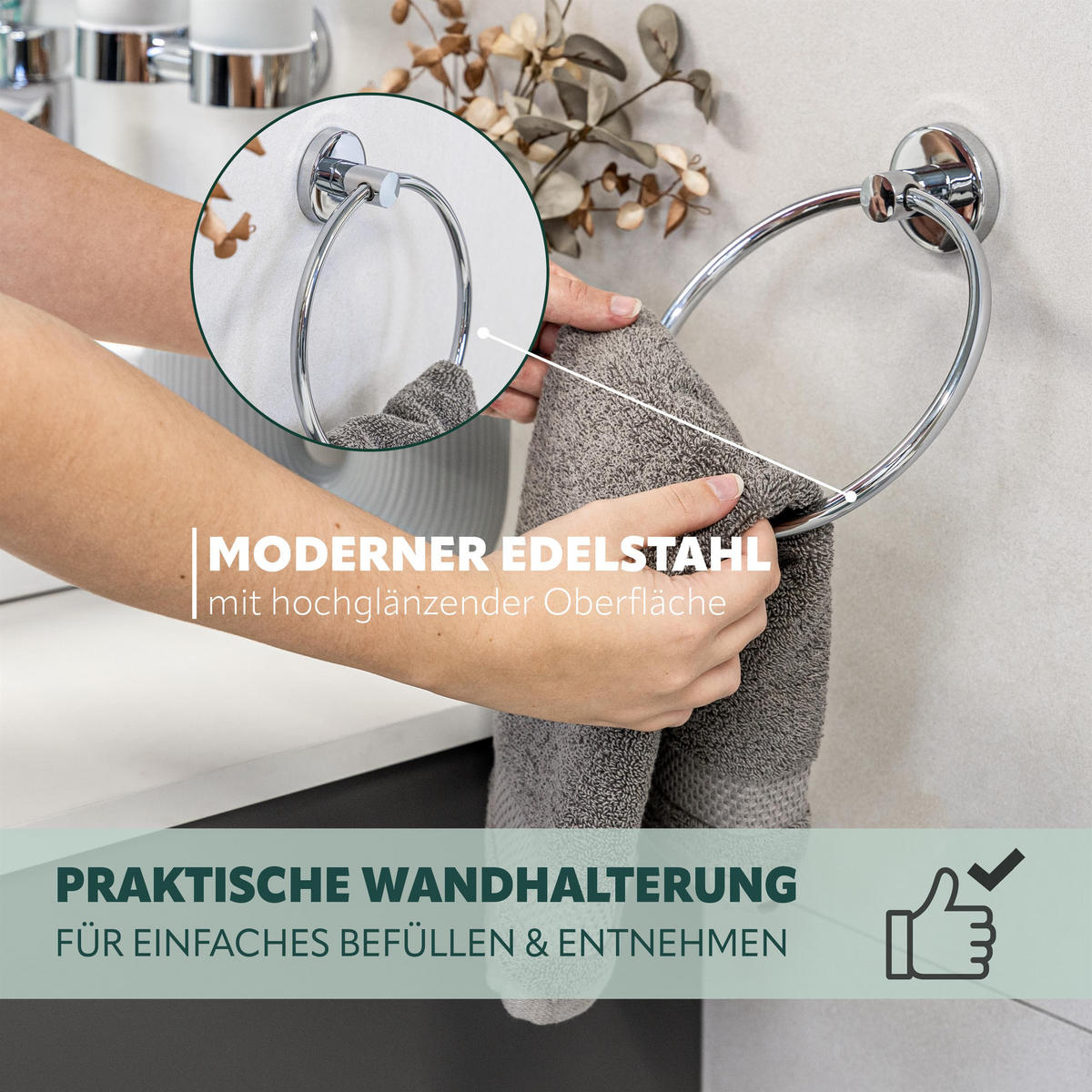 HANDTUCHRING LUCENTE, Edelstahl - Chromfarben, Metall (18.5/21/5cm) - bremermann