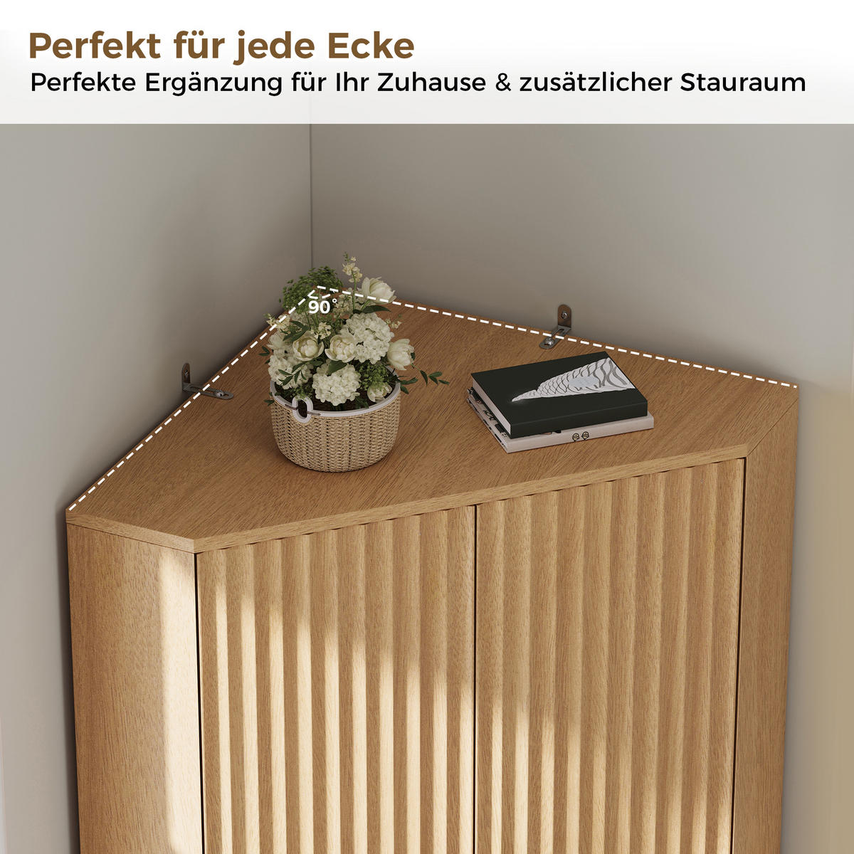 ECKSCHRANK Aufbewahrungsschrank Naturholz-Optik 4 Türen & Böden 172cm - Naturfarben, Holzwerkstoff (60/172/60cm) - Urban Meuble