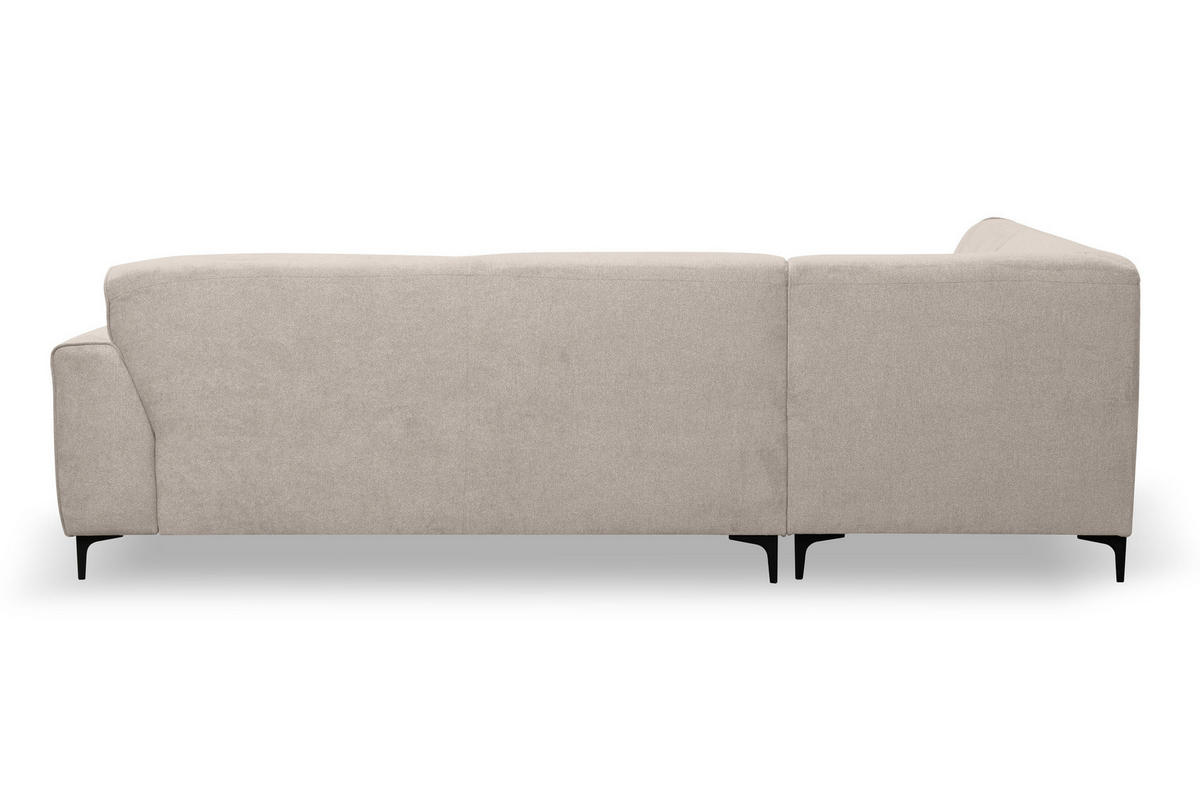 ECKSOFA Mula in L-Form, Coach Farbe: Beige, Velourstoff, Ottomane Links - Beige, Textil (210/274cm) - VENASI MÖBEL