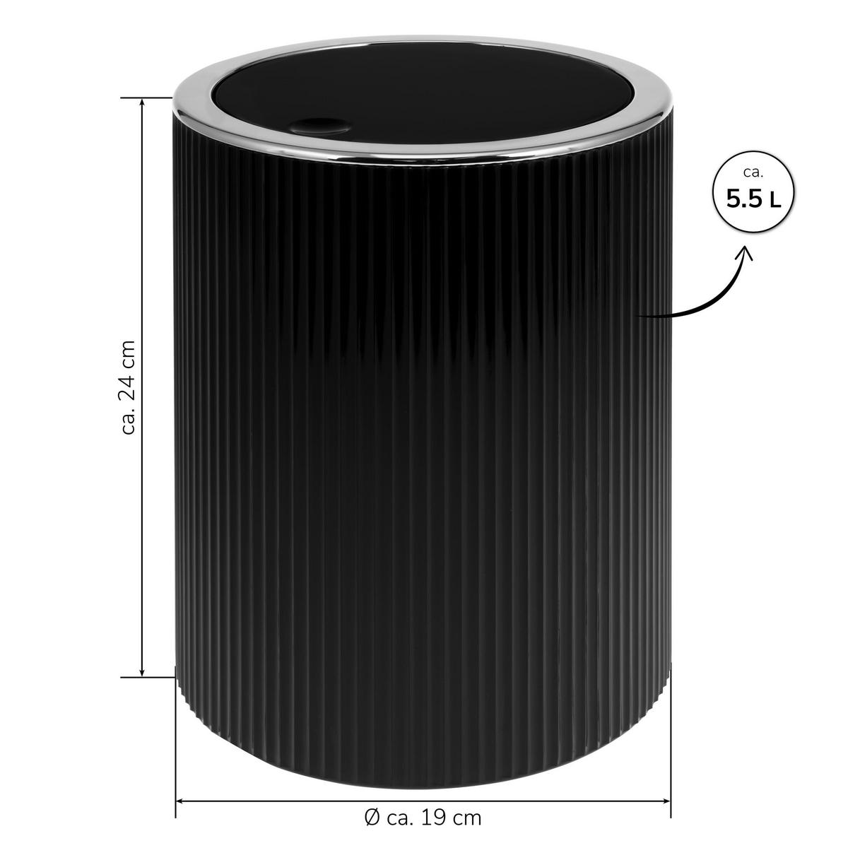 KOSMETIKEIMER 2er-Set, GAVELLO schwarz, Kunststoff - Schwarz, Kunststoff (12.5/16.3/12.5cm) - bremermann