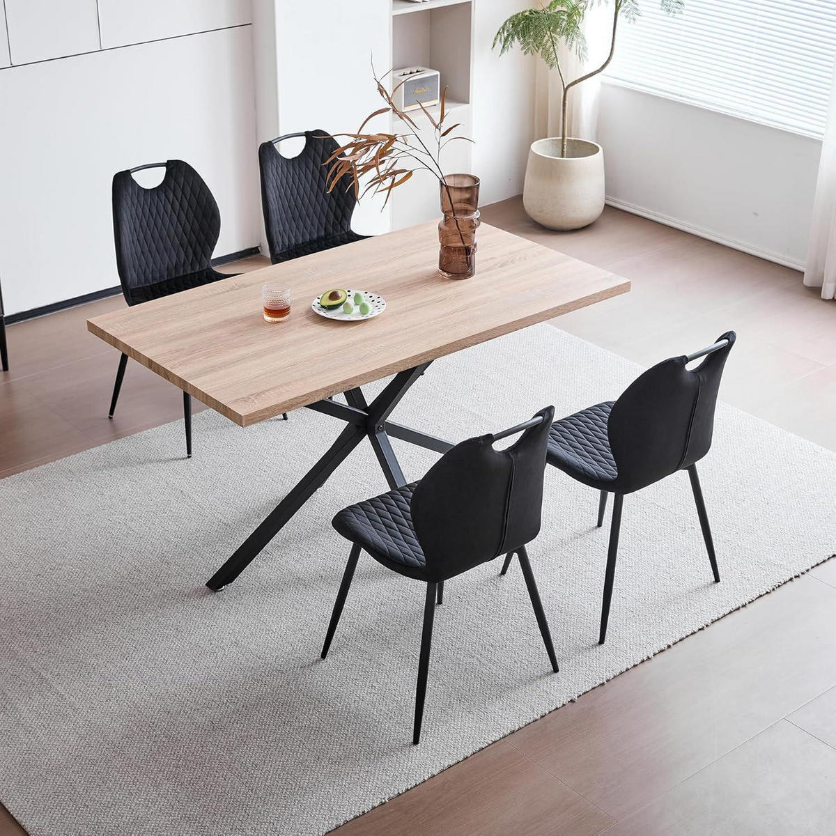 ESSZIMMERSTÜHLE 6er-Set Stoff Schwarz - Schwarz, Textil (44/86/46cm)