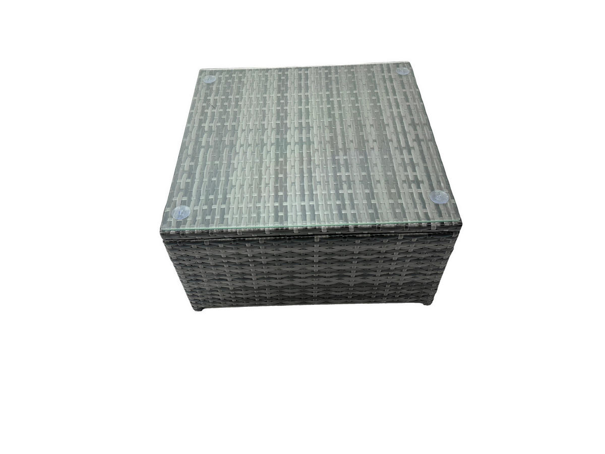 GARTENMÖBELSET linke Ecke Polyrattan Dunkelgrau 6-Sitzer - Dunkelgrau/Grau, Glas/Kunststoff - Fimous