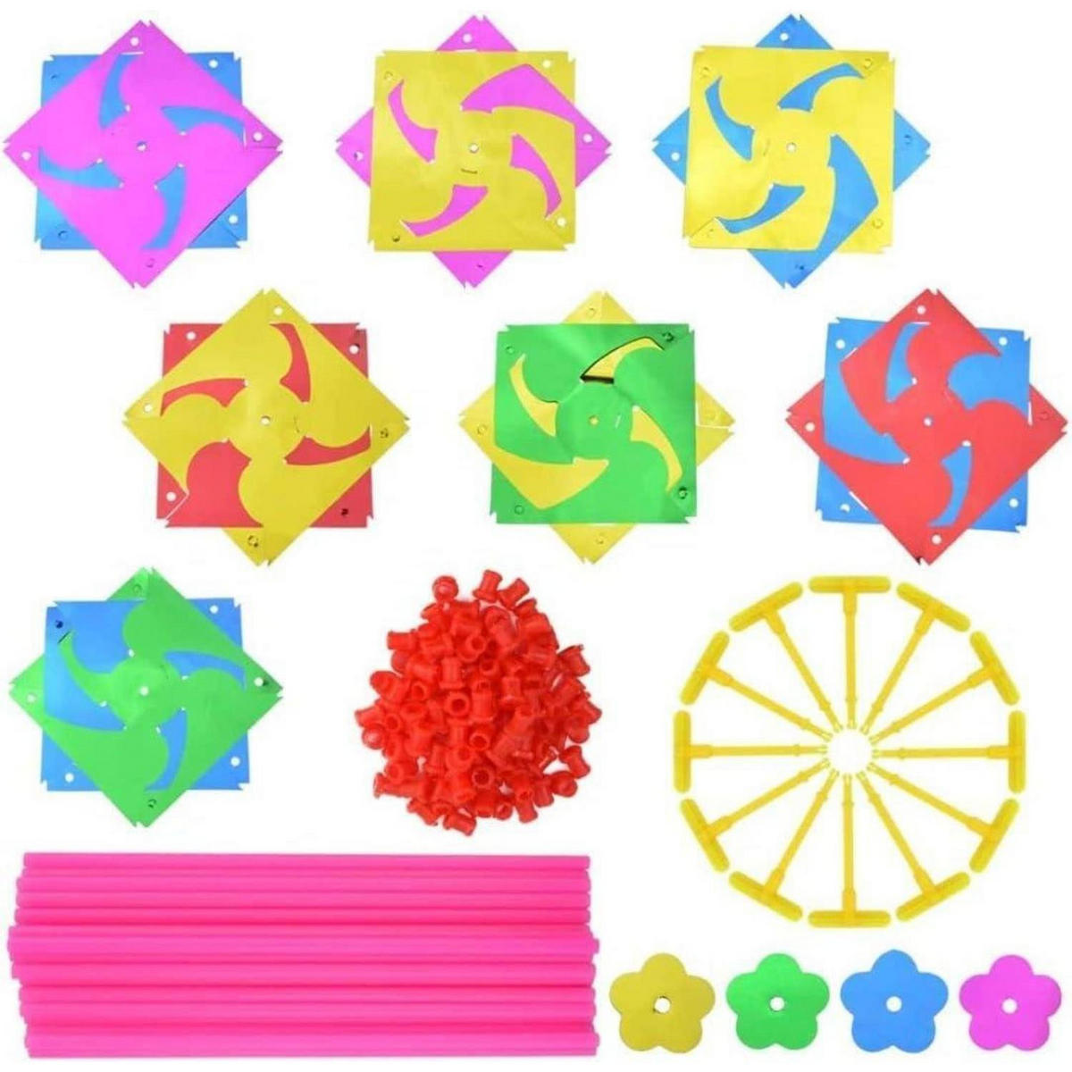 WINDRAD 100-teiliges Set Kunststoff Regenbogen DIY für Garten und Party - Multicolor, Kunststoff (34/16.5/34cm)