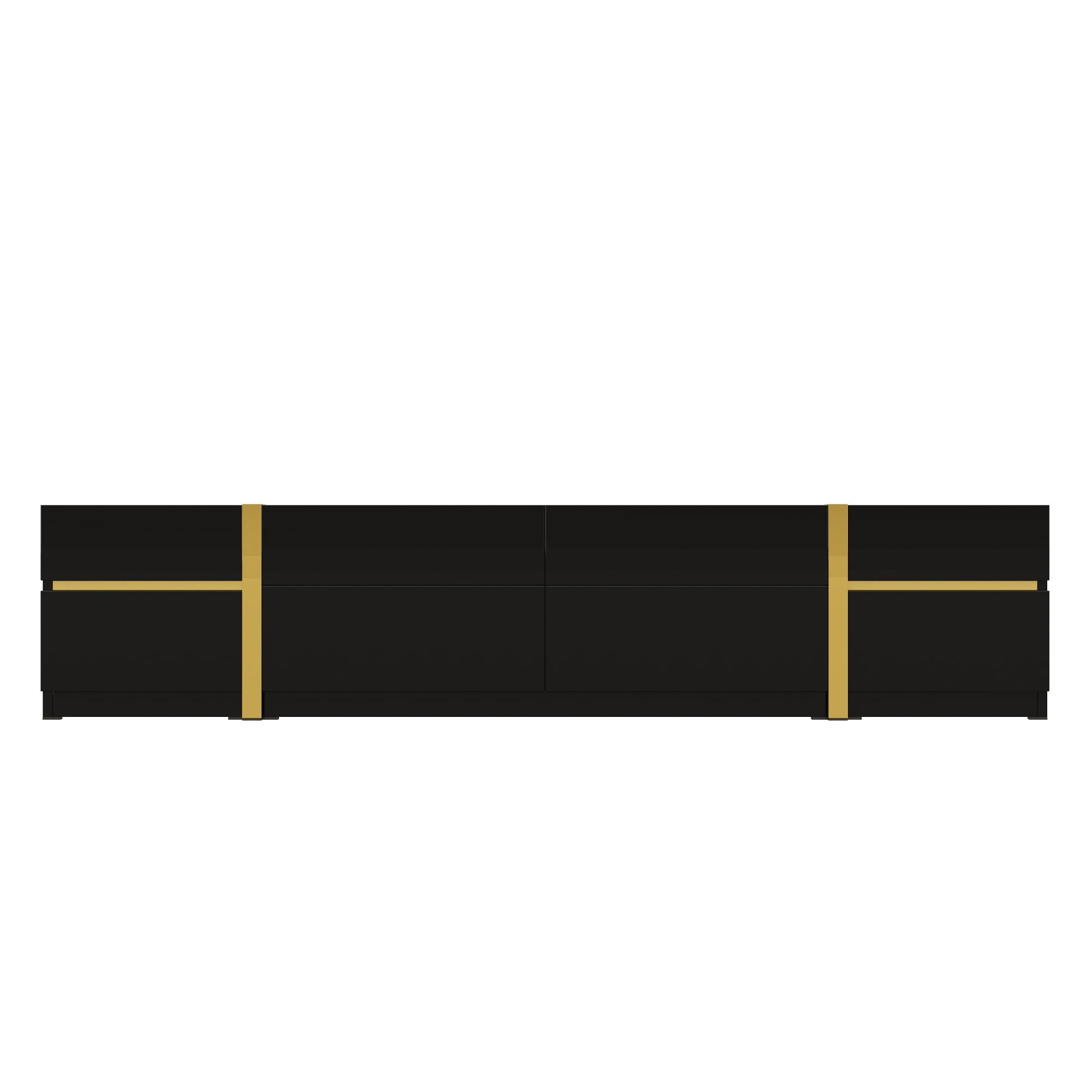 TV-LOWBOARD Deco Schwarz-Goldfarben 180/40/38 cm - Schwarz, Holzwerkstoff (180/38/40cm) - PANGIVO