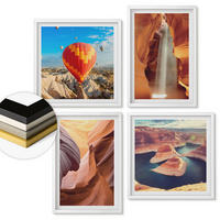 WANDBILDER 4er-Set - 50x50 cm & 40x60 cm Weißer Rahmen - Wasserfall in der Schlucht - Weiß, Kunststoff (50/50cm) - ArtPrintCave