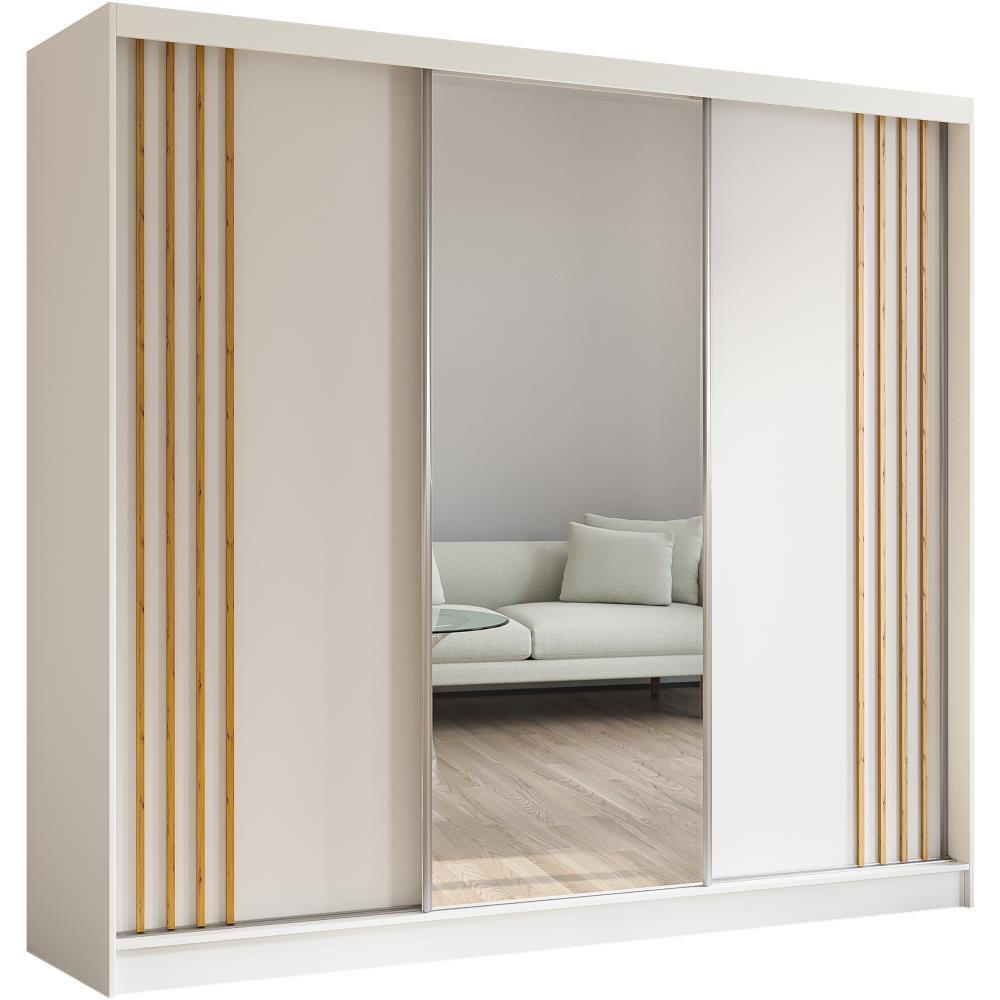 SCHWEBETÜRENSCHRANK Nela 240/216/61 weiß mit Schubladen - Weiß/Eiche Artisan, Holzwerkstoff (240/216/61cm) - Beautysofa