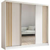 SCHWEBETÜRENSCHRANK Nela 240/216/61 weiß mit Schubladen - Weiß/Eiche Artisan, Holzwerkstoff (240/216/61cm) - Beautysofa