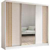 SCHWEBETÜRENSCHRANK Nela 240/216/61 weiß mit Schubladen - Weiß/Eiche Artisan, Holzwerkstoff (240/216/61cm) - Beautysofa