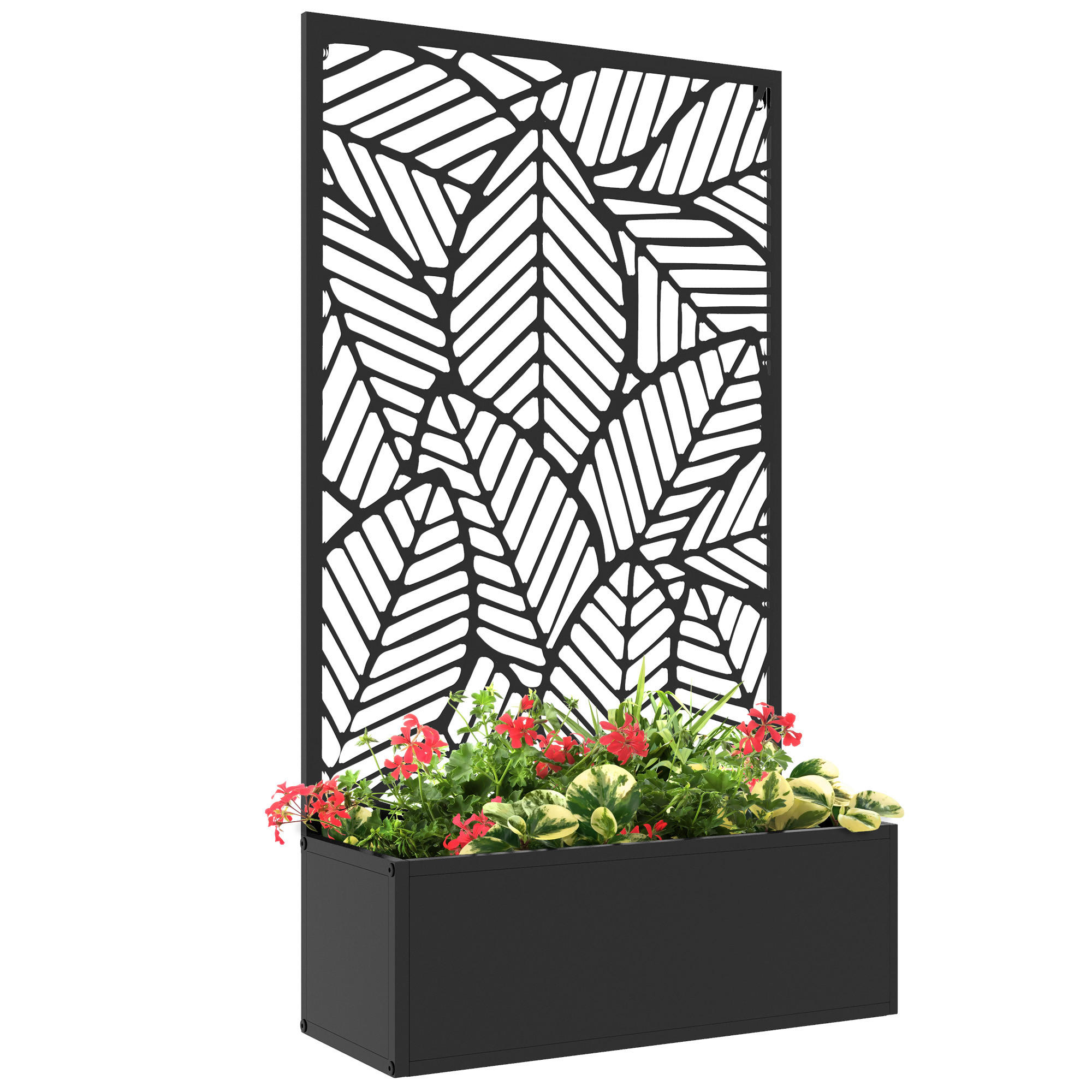 HOCHBEET, Blumenkübel 61 x 23 x 113cm - Schwarz, Metall (23/113/61cm) - Outsunny