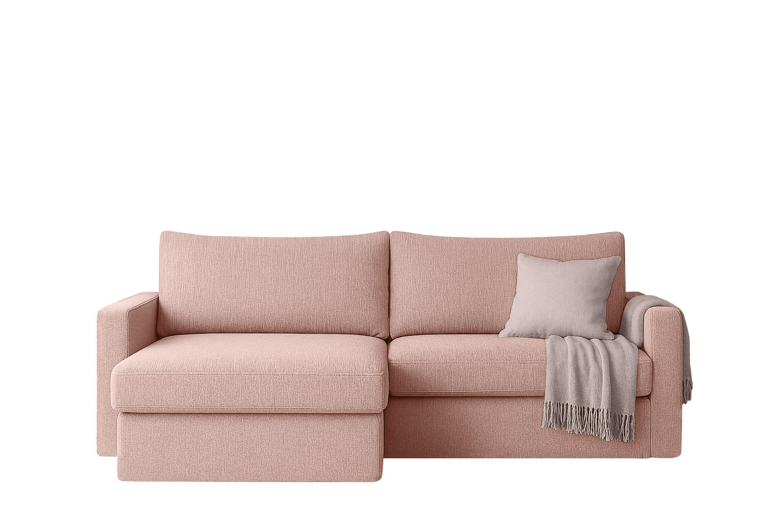 ECKSOFA Mit Schlaffunktion Und Bettzeugablage LUBEKA Stoff Faro Rosa Links - Rosa, Holz (140/147cm) - Kaiser Möbel