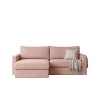 ECKSOFA Mit Schlaffunktion Und Bettzeugablage LUBEKA Stoff Faro Rosa Links - Rosa, Holz (140/147cm) - Kaiser Möbel