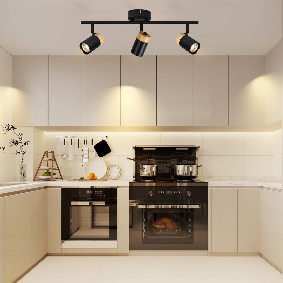 DECKENLEUCHTE Doris 3-flammig 41.5/9/19 cm - Schwarz, Metall (48/9/19cm) - Nettlife