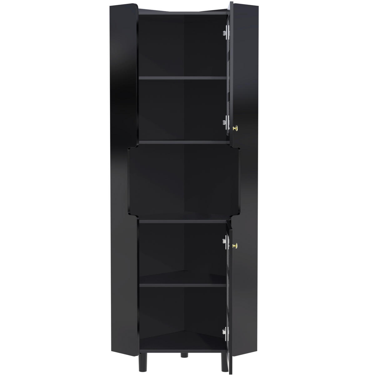 LED-ECKSPEICHERSCHRANK 63.5x17x157.5 cm Schwarz aus Spanplatte mit App-LED & 3-Zonen-Storage - Schwarz, Holzwerkstoff (63.5/157.5/17cm) - Modfu