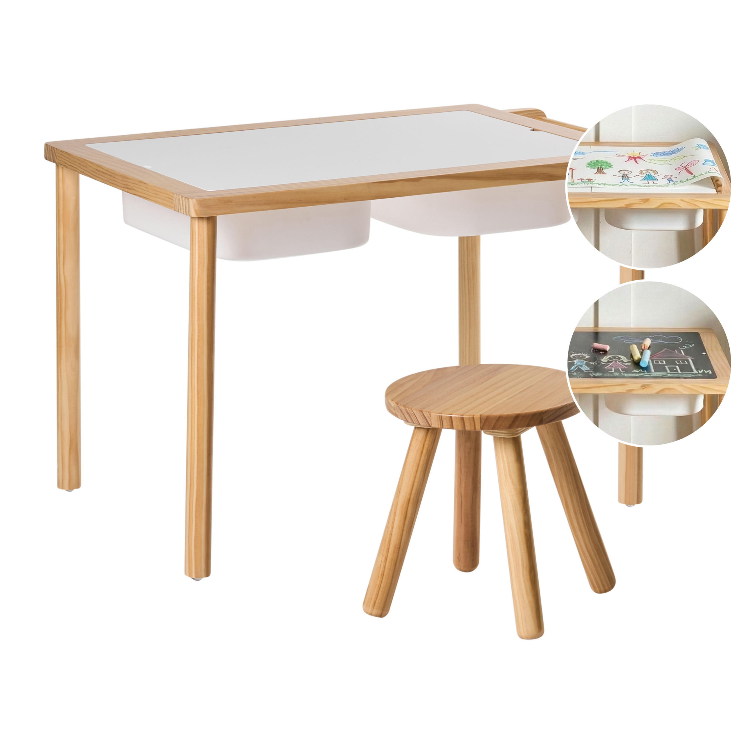 Beliani DĚTSKÝ STŮL a Stuhlset Světle hnědý Montessori s úložným prostorem Kempsey