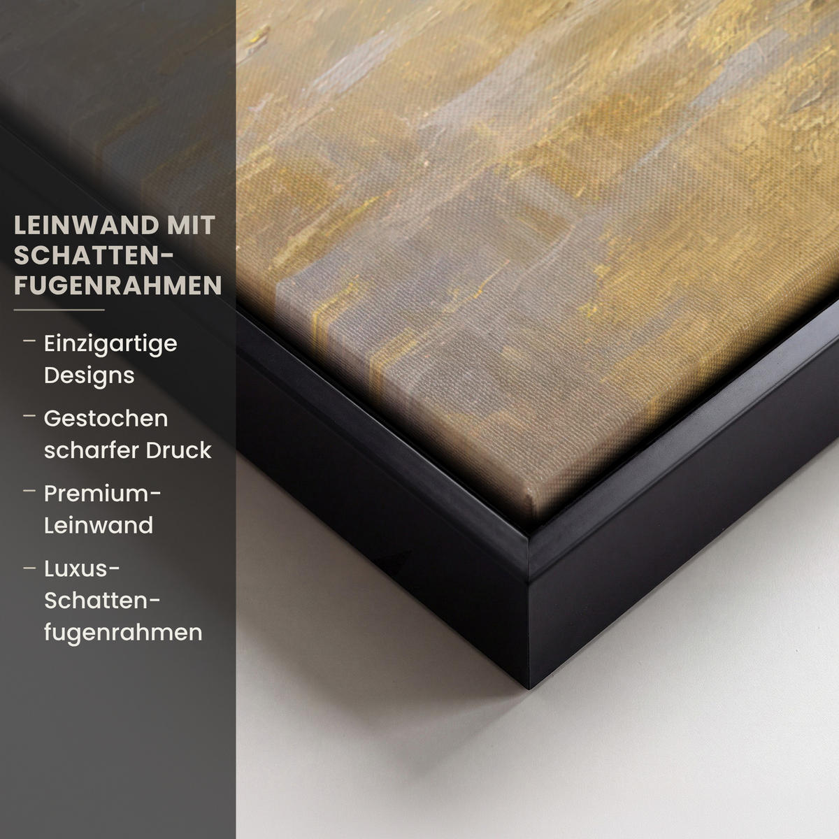 LEINWAND Bilder mit Rahmen - Gemälde - Welle - Jesus - Abstrakt - 70x100 - Goldfarben, Textil (70/100cm) - MuchoWow
