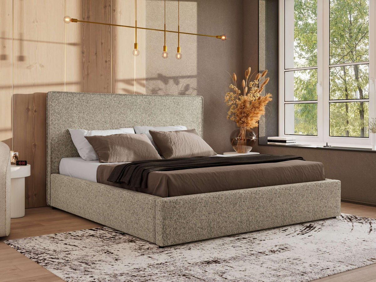 POLSTERBETT CORIVO CLASSIC 140/200 - Dunkelbeige Strukture - Pocket-Matratze - Bronzefarben, Textil (140/200cm) - MKS