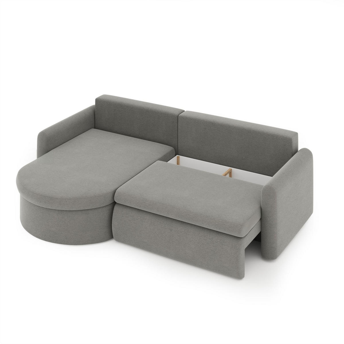 ECKSOFA Feliz In Quelle - Hellgrau, Holzwerkstoff/Textil (160/250cm) - Fun Möbel