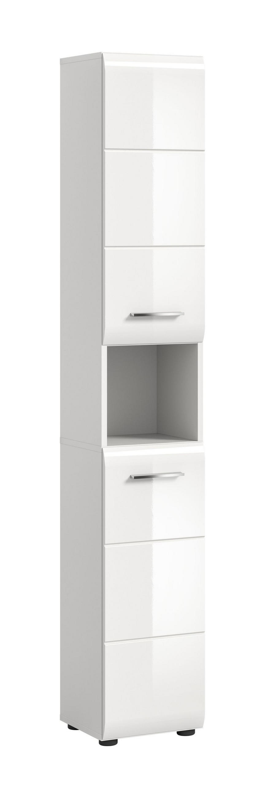 HOCHSCHRANK Alba (B/H/T: ca. 30/185/30 cm) in Weiß/weiß hochglanz - Weiß, Holzwerkstoff (30/185/30cm)