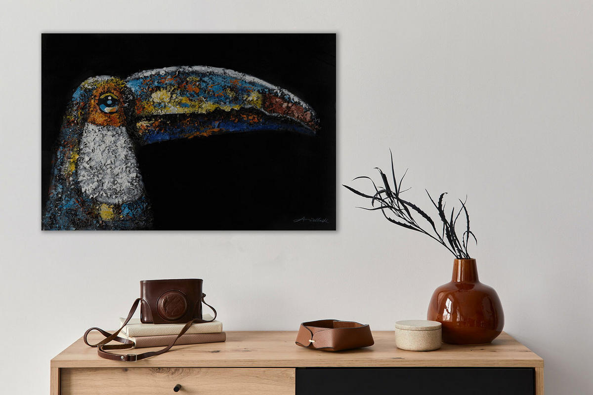 ACRYLBILD HANDGEMALT 90/60 cm - Multicolor/Schwarz, Holz/Textil (1.3/60cm) - KUNSTLOFT
