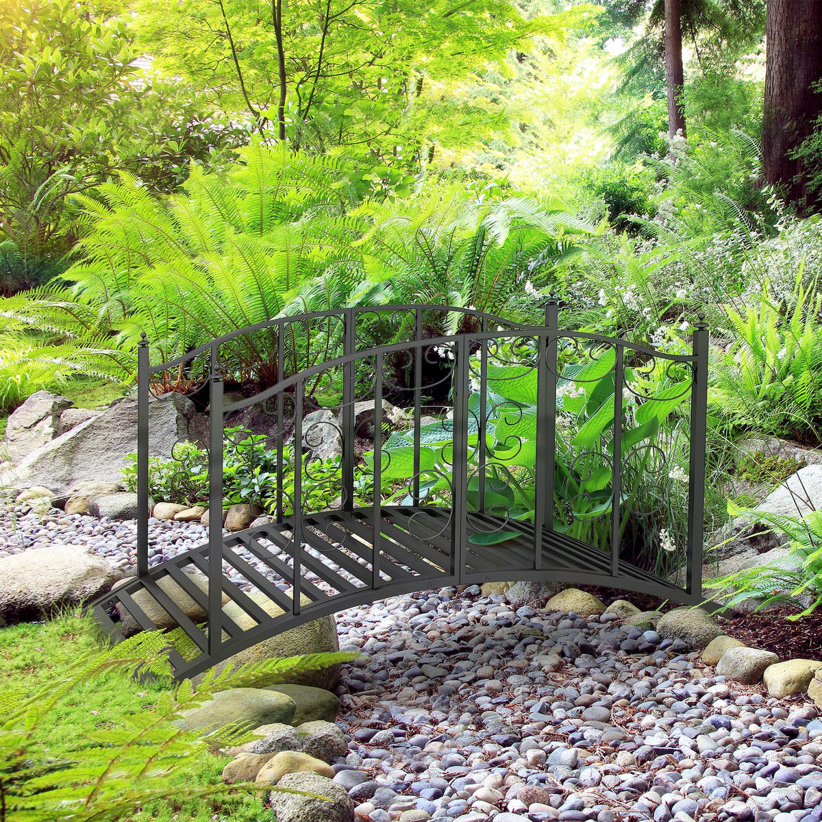 GARTENBRÜCKE, Stahl, Schwarz - Schwarz, Metall (119/67/70cm) - Outsunny