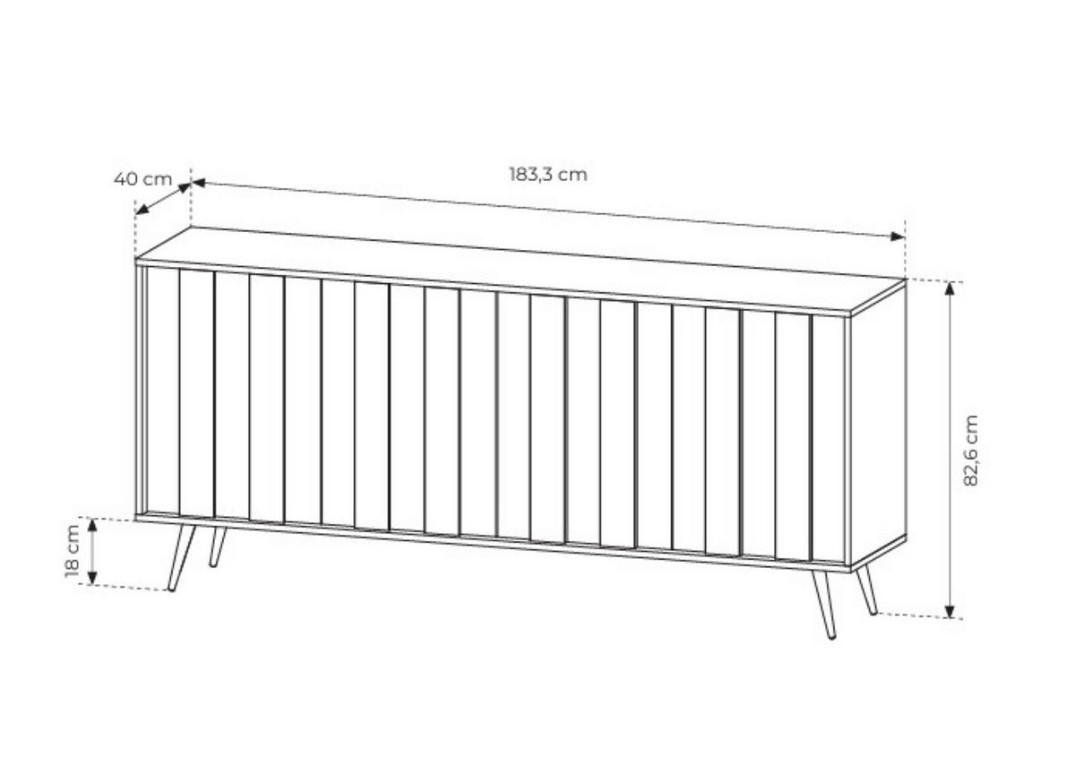 KOMMODE DAVANTI 183,3/82,6/40cm mit Schubladen 6 Türen Eichefarben - Eichefarben, Holzwerkstoff (183.3/82.6/40cm) - MASSENO