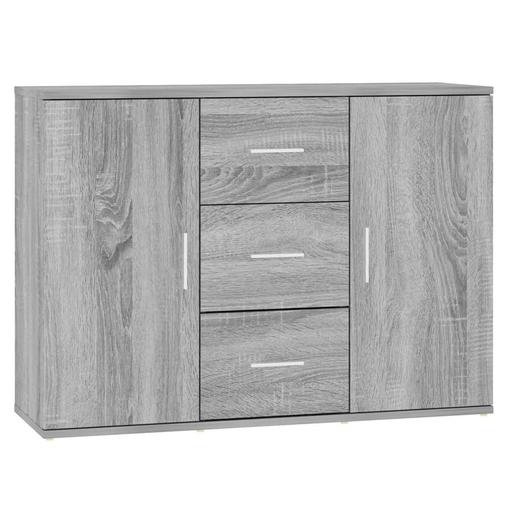 SIDEBOARD mit 3 Schubladen, 2 Türen 91/29,5/65 cm aus Holzwerkstoff Grau Sonoma Dekor - Silbereichenfarben, Holz (91/65/29.5cm) - vidaXL