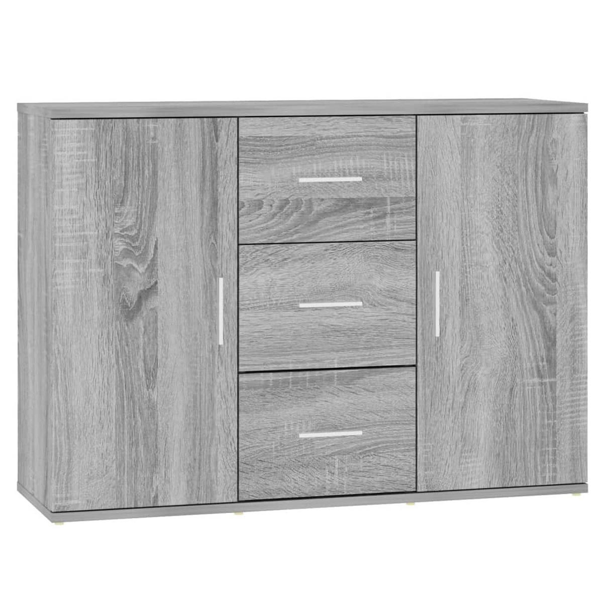SIDEBOARD mit 3 Schubladen, 2 Türen 91/29,5/65 cm aus Holzwerkstoff Grau Sonoma Dekor - Silbereichenfarben, Holz (91/65/29.5cm) - vidaXL