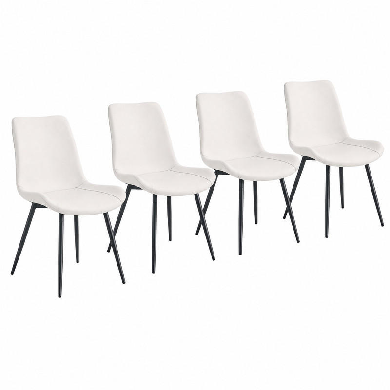 ESSZIMMERSTUHL 4er-Set Metallgestell PU-Leder Weiß/Schwarz - Weiß, Metall (47/83/50cm) - Meubliv