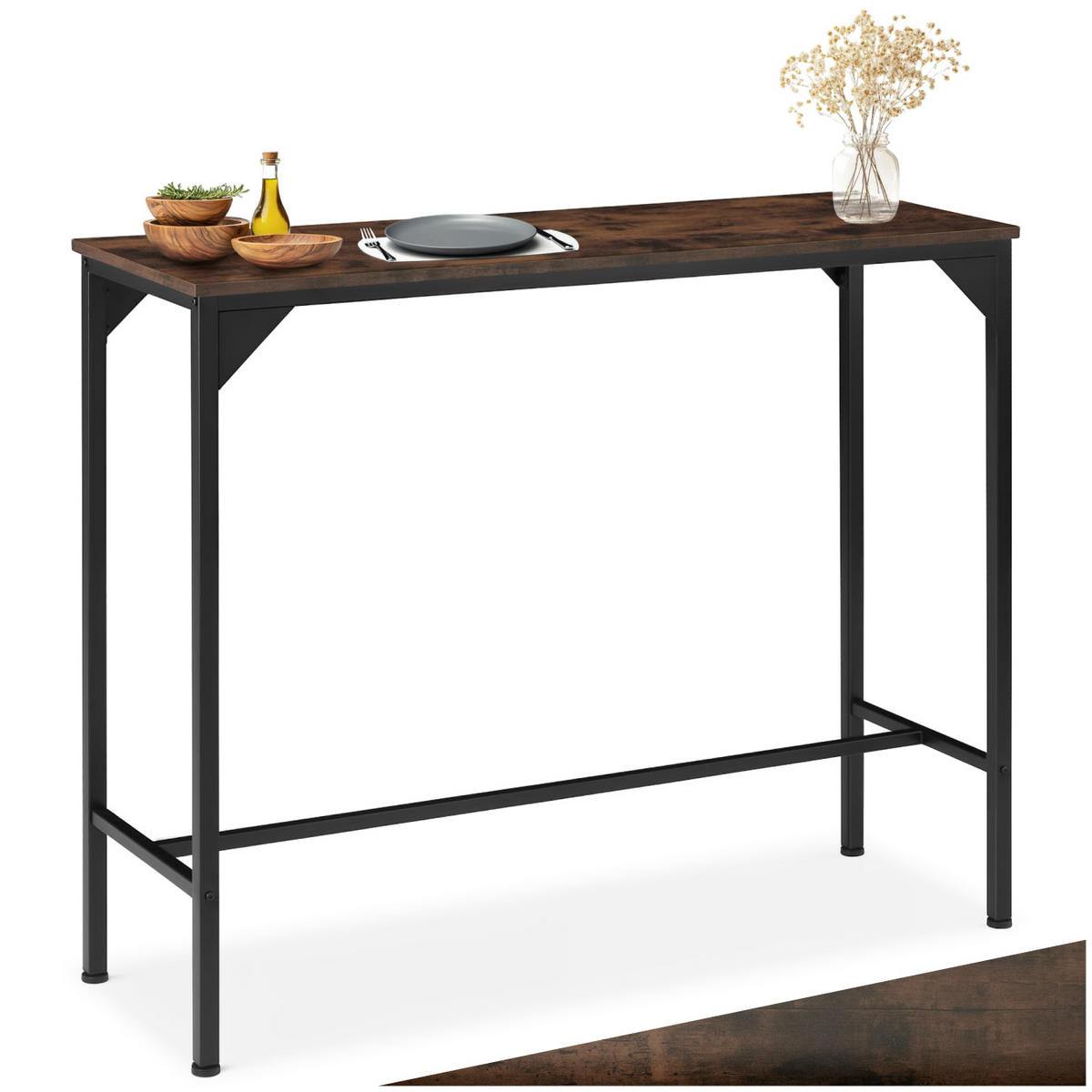 BARTISCH Kerry,120 x 40 x 100,5 cm,Industrial Holz dunkel, rustikal - Rostfarben, Holz (40/100.5/120cm) - tectake