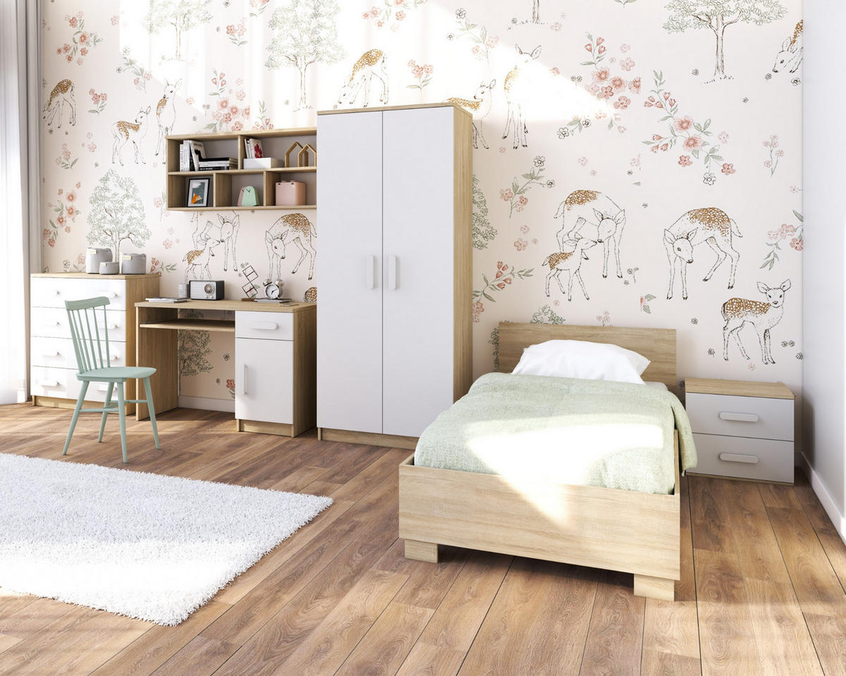 KINDER-NACHTTISCH INGE 22 55/50/44 cm Weiß+Sonoma/Rosa - Weiß/Rosa, Holzwerkstoff (55/50/44cm) - Deine Möbel 24