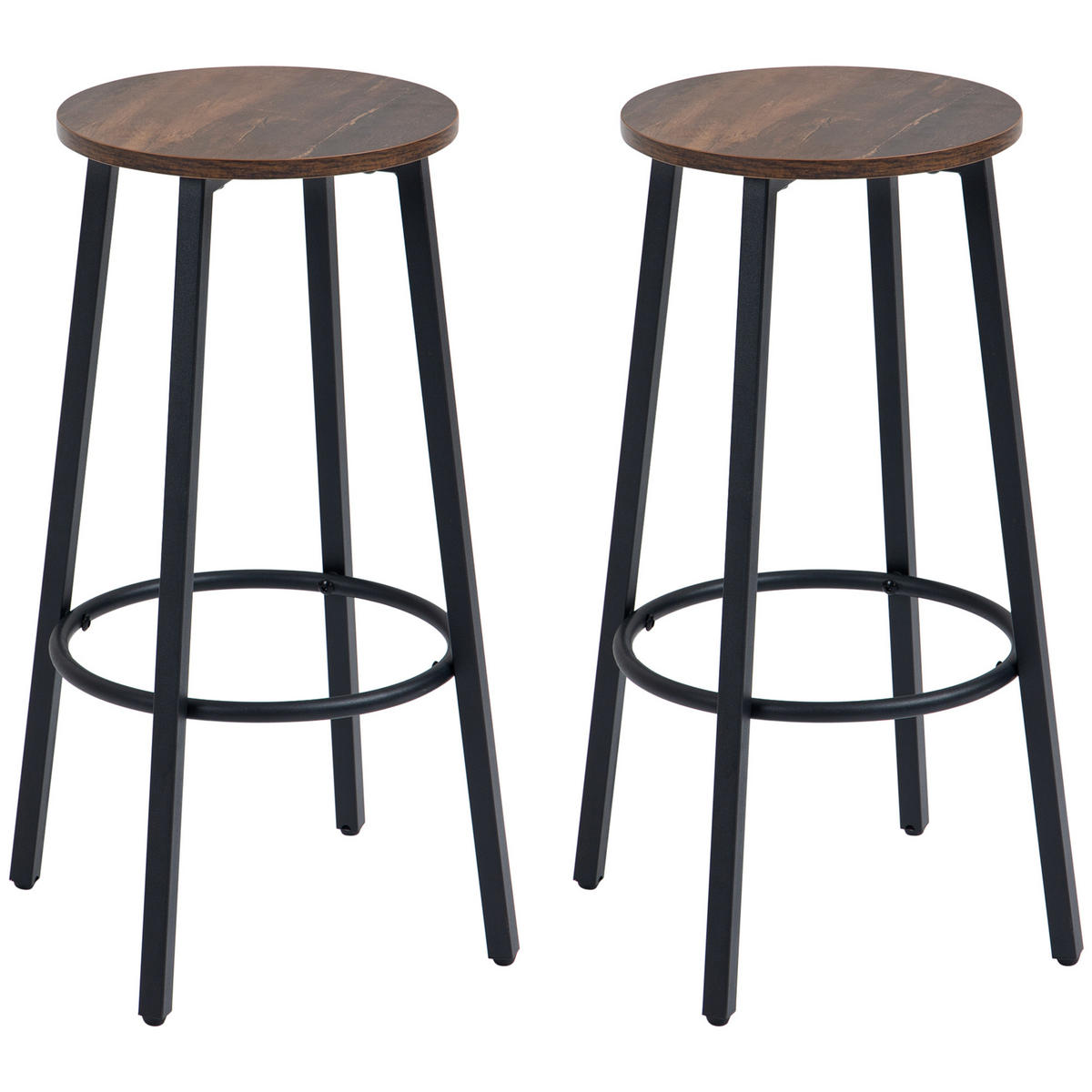 BARHOCKER Spanplatte Stahl Braun+Schwarz - Braun, Kunststoff (42/65/42cm) - HOMCOM