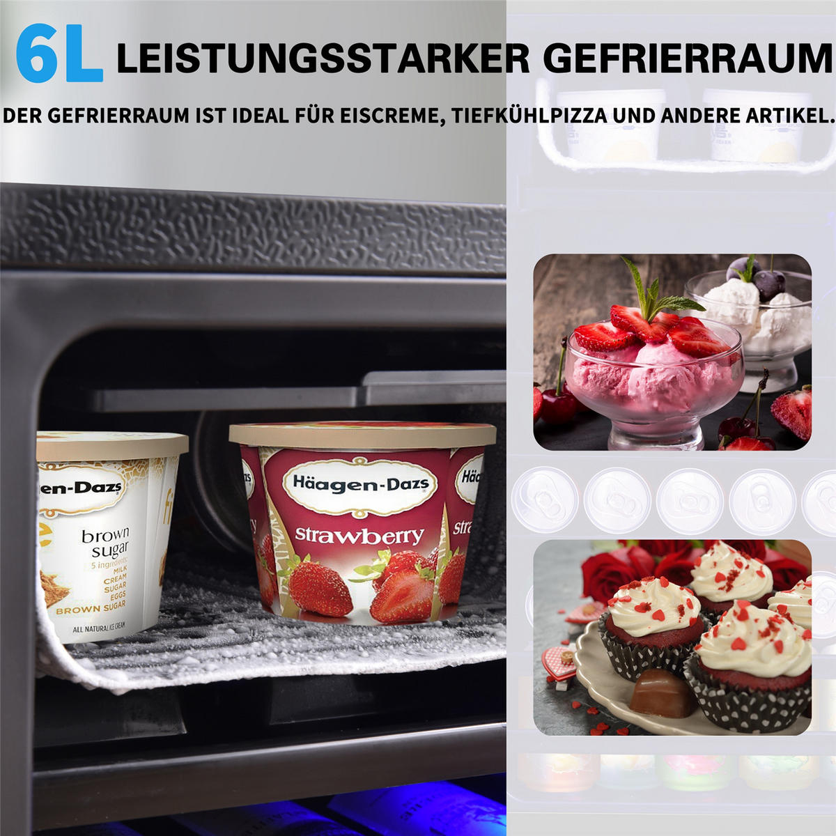 MINIKÜHLSCHRANK 76L LED Energieeffizient - Schwarz, Metall (40/71.6/43.5cm) - Kaket