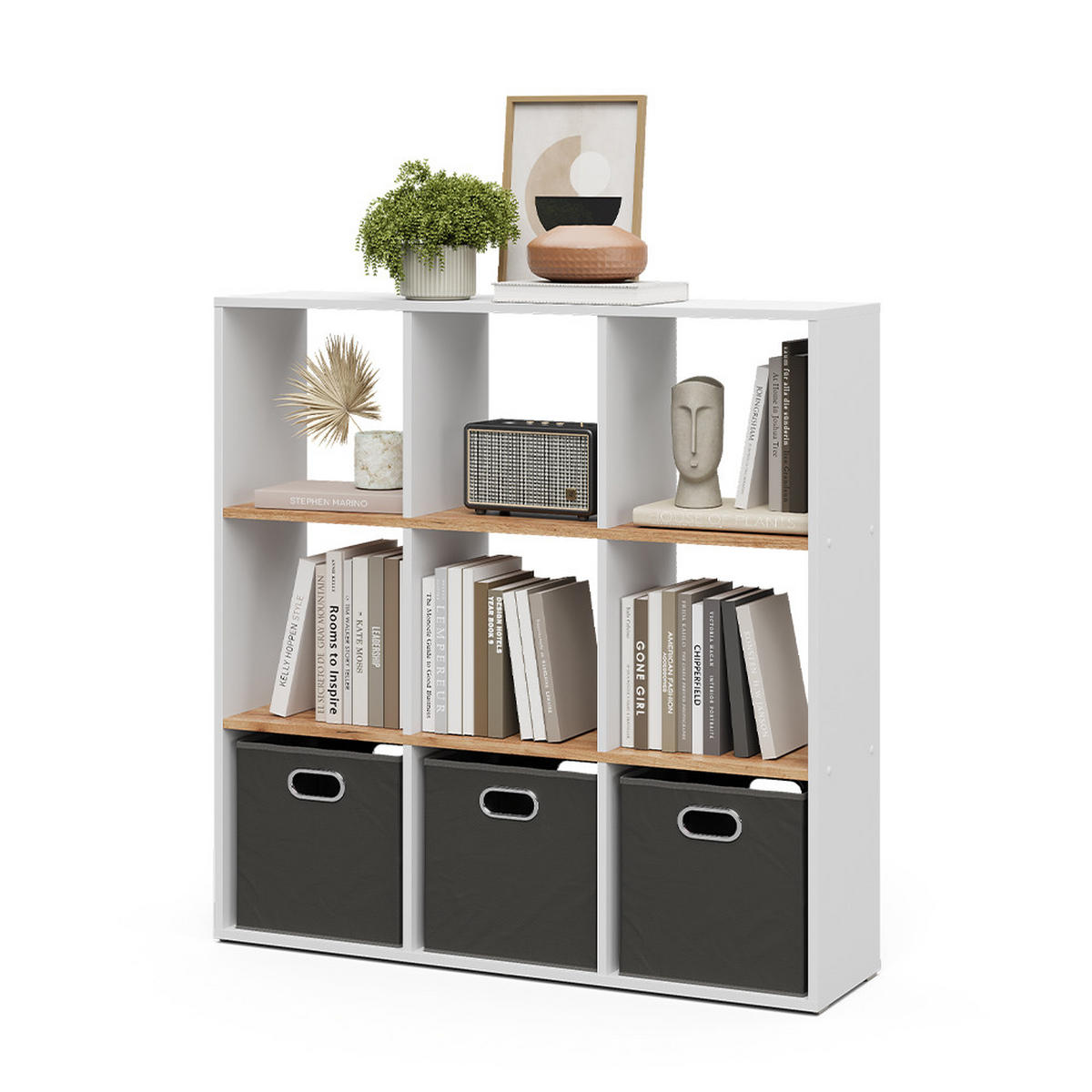 RAUMTEILER Nove Weiß/Goldkraft Eiche 107.2 x 107.8 cm - Honigeiche/Weiß, Holzwerkstoff (107.2/107.8/29cm) - Vicco