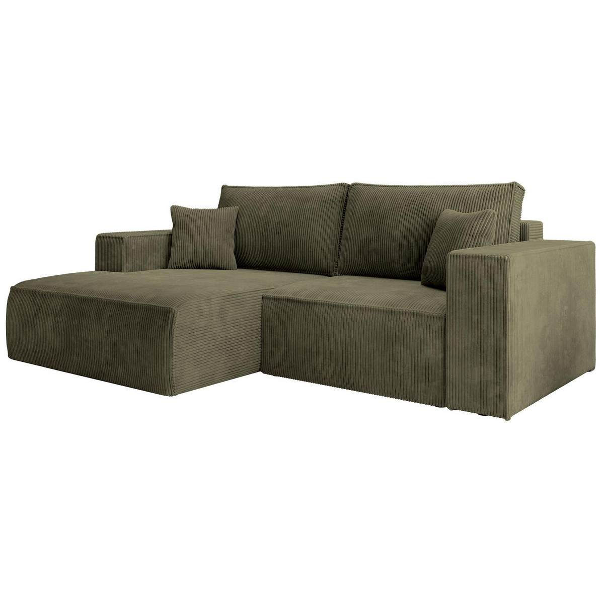 ECKSOFA Farese Mini mit Cordbezug Olivgrün, links - Schwarz/Olivgrün, Textil (240/167cm) - Selsey
