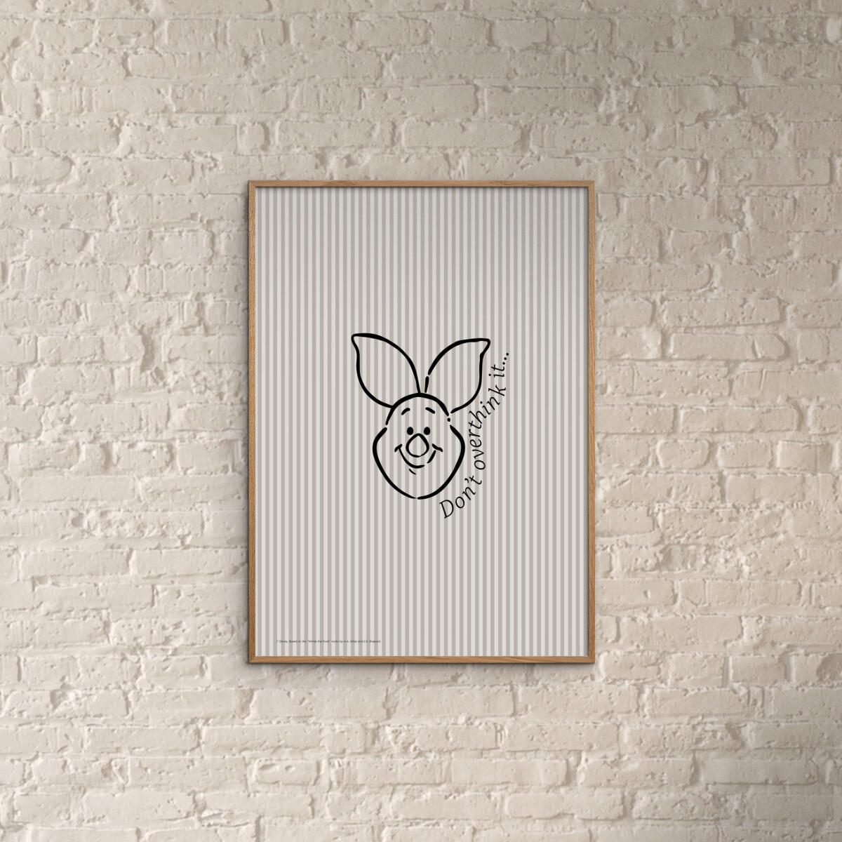 POSTER mit Rahmen Disney - Disney - Piglet Don’t Overthink It - Eichefarben/Beige, Holz/Papier (50/70cm) - Poster&Frame