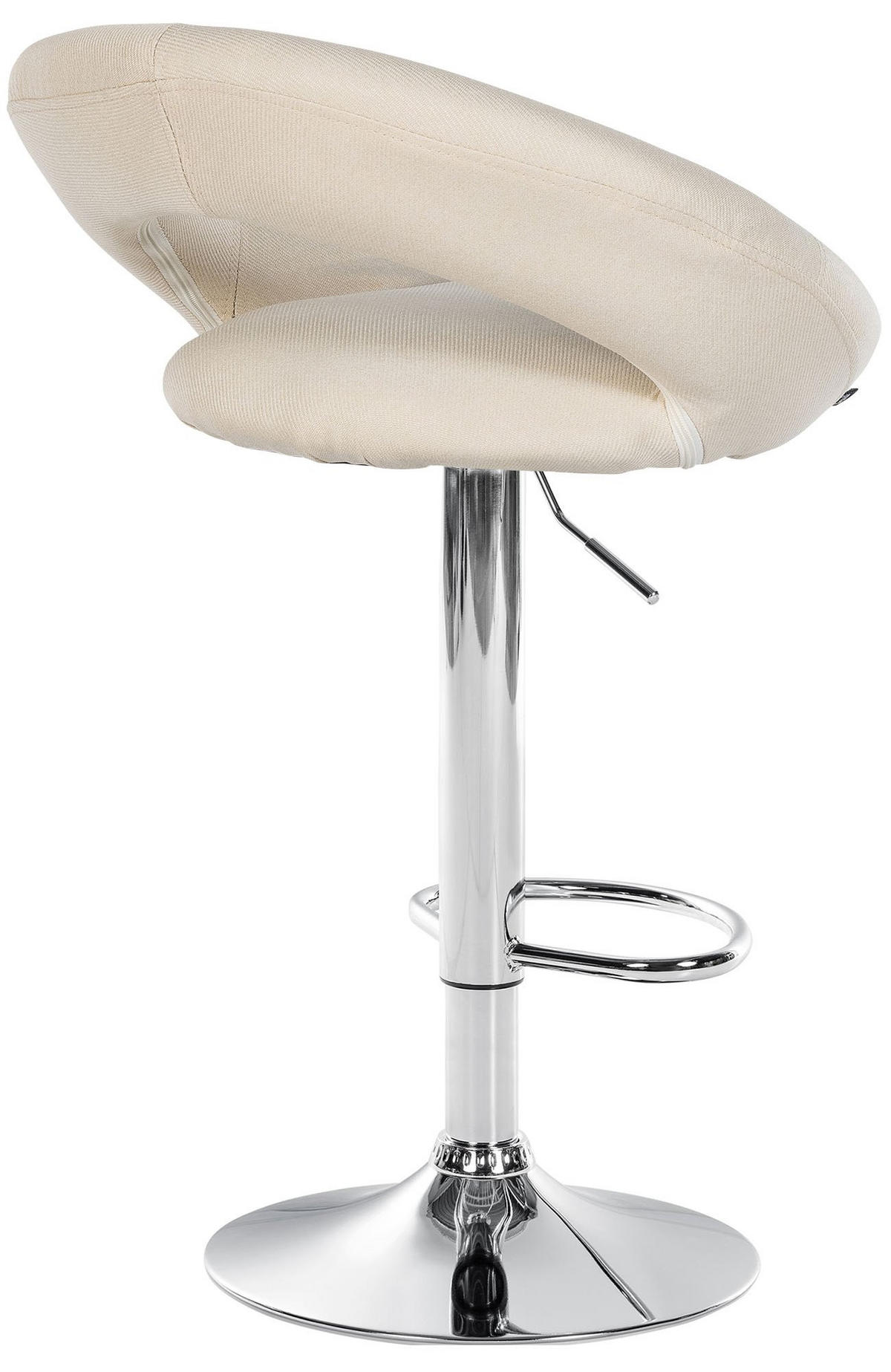 BARHOCKER Stoff creme - Chromfarben/Creme, Textil/Metall (52/77/47cm) - CLP