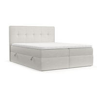BOXBETT Mireo 140/200 cm Hellbeige im Riva Stoff - Sandfarben/Schwarz, Holz/Holzwerkstoff (140/200cm) - AltaBeds