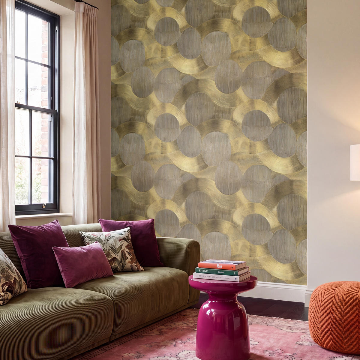 TAPETE - Modern - Geometrisch - Gold - 220x280 cm - Goldfarben, Papier (220/280cm) - OnlyWow