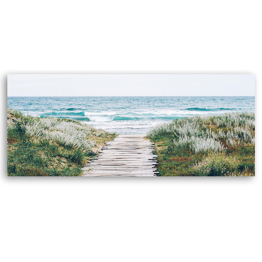 WANDBILD wellen über dem meer - Blau, Textil (90/30cm) - Feeby
