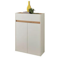 SCHUHSCHRANK weiß matt, Eiche Wotan, Flurkommode 85 x 122 cm - Eiche Wotan/Schwarz, Holzwerkstoff/Kunststoff (85/122/122cm) - Furn.Design