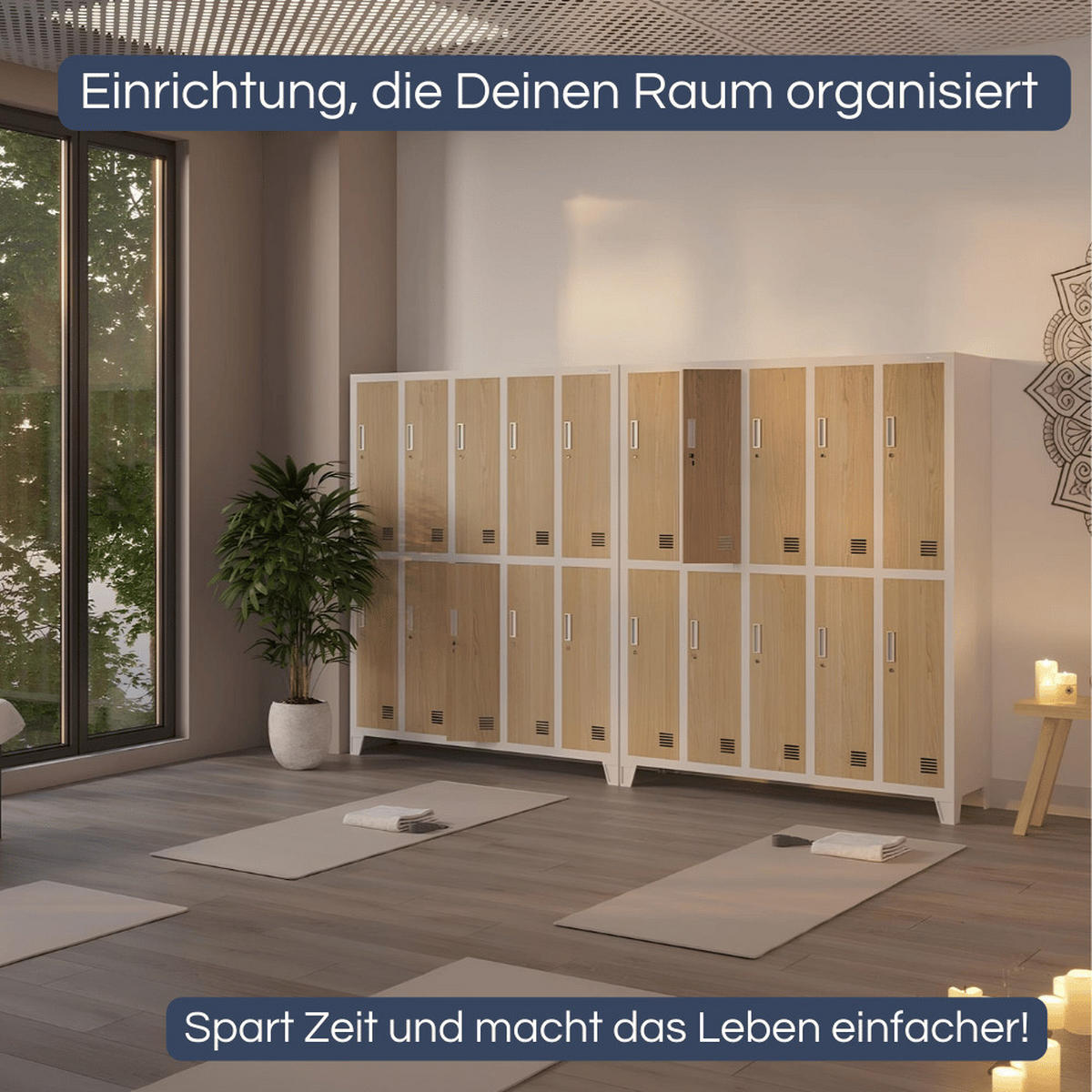 UMKLEIDESCHRANK Spind BERLIN 10 Abteile 172x136x45cm Weiß-Sonoma Eiche - Weiß, Metall (136/172/45cm) - DELUKE