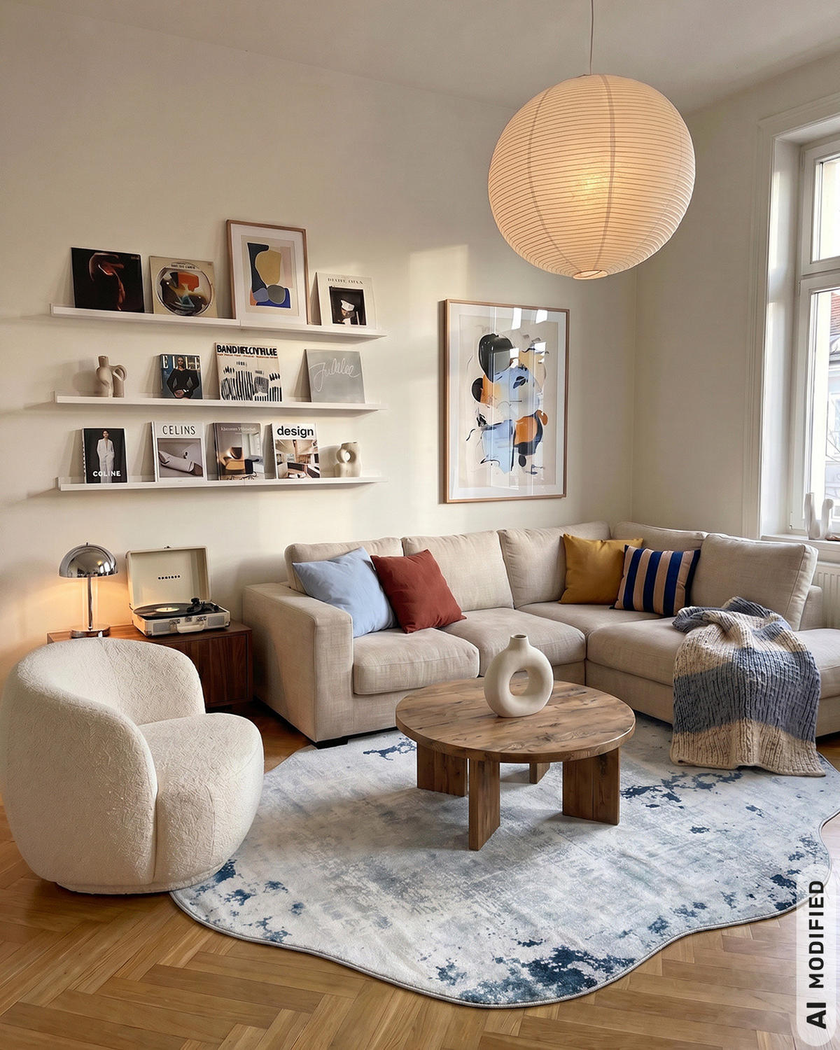 TEPPICH Arona Pabra Mazovia Unregelmäßige Form 120x160cm Blau Grau Abstrakt Kurzflor - Grau, Textil (120/160cm) - Mazovia