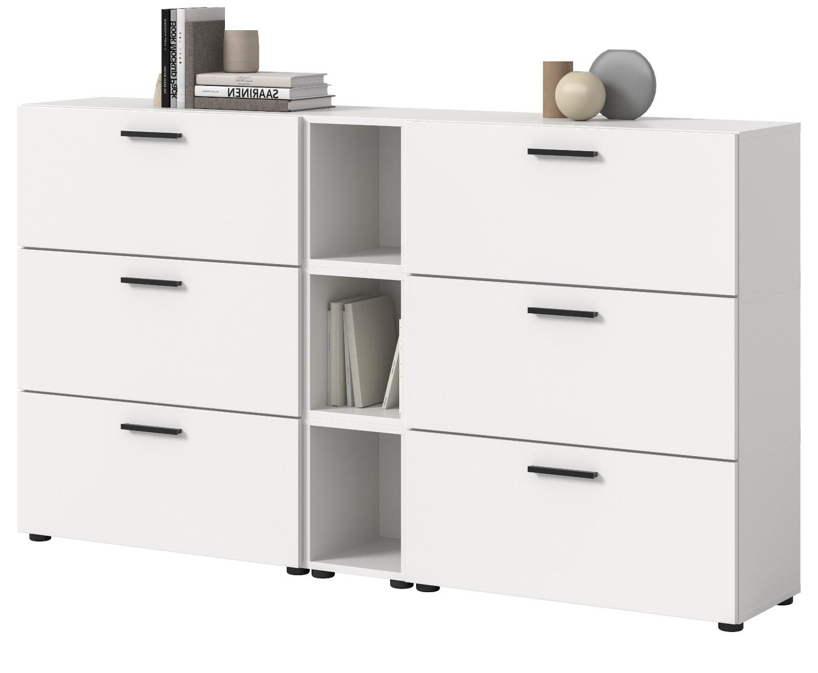 SIDEBOARD weiß 176 cm, Kommode mit Soft-Close - Schwarz/Weiß, Holzwerkstoff/Kunststoff (176/99/34cm) - Inn.Furn