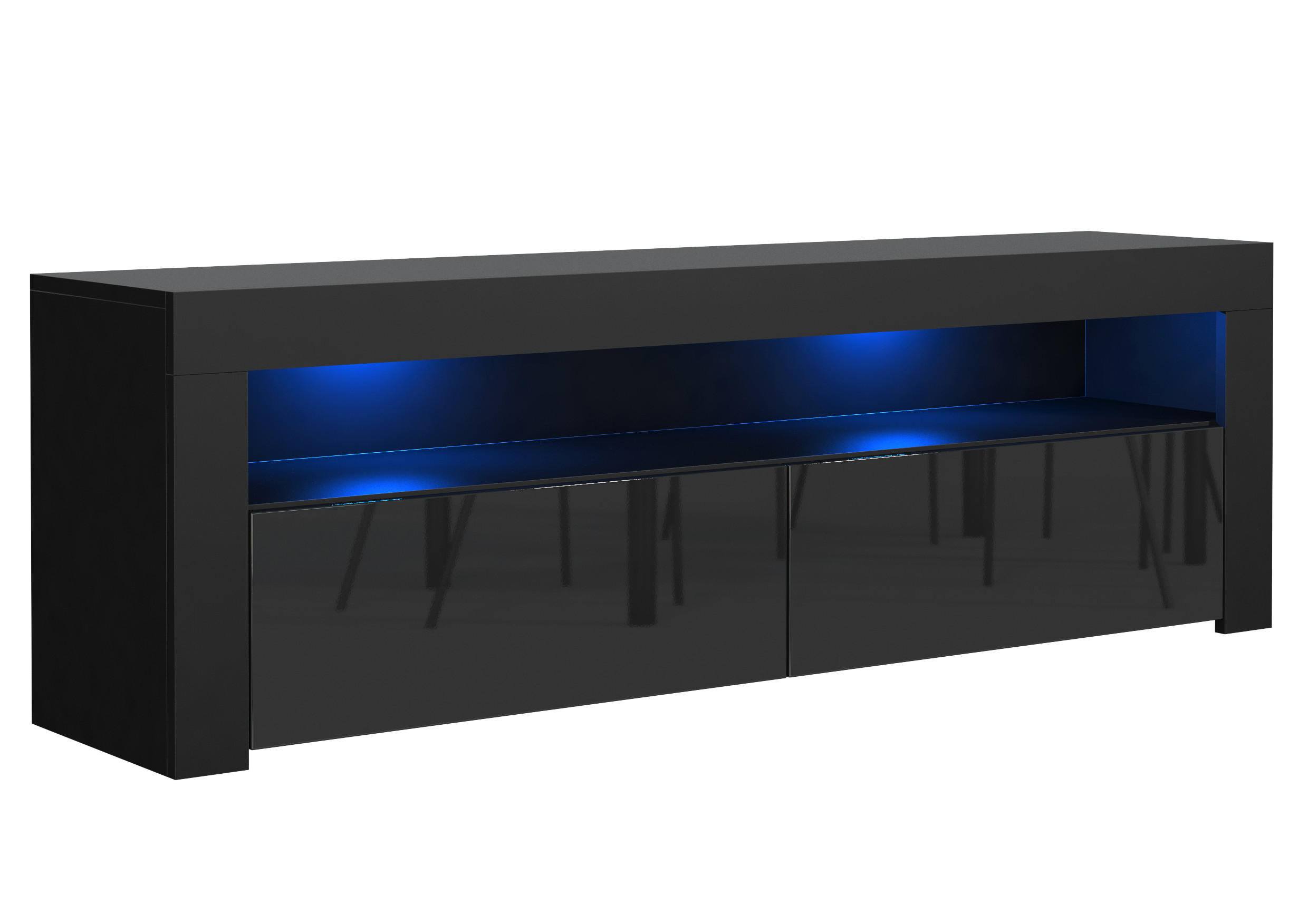 LOWBOARD ECLISSE 130,2/48,5/35 cm, Schwarz - Schwarz, Holzwerkstoff (130.2/48.5/35cm) - MASSENO