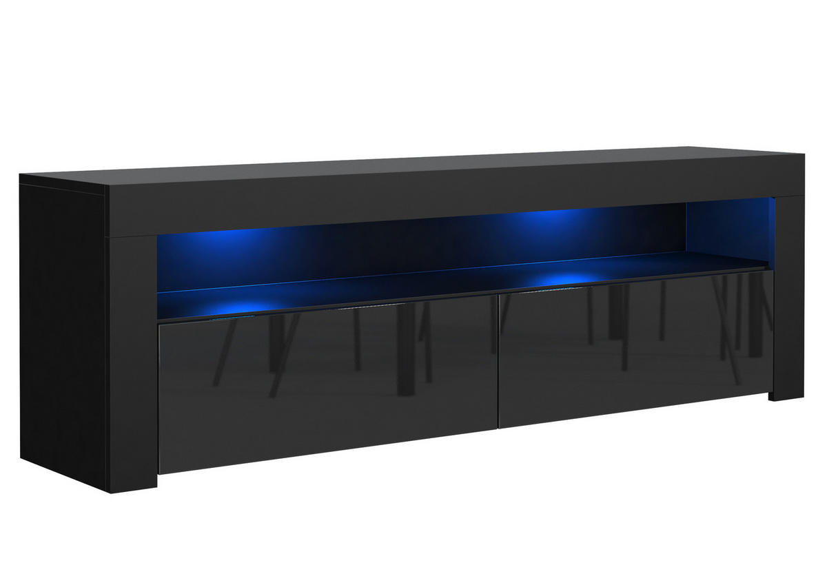 LOWBOARD ECLISSE 130,2/48,5/35 cm, Schwarz - Schwarz, Holzwerkstoff (130.2/48.5/35cm) - MASSENO