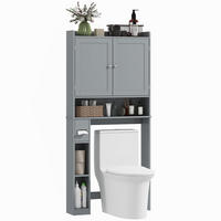 BADEZIMMERREGAL DE-15933 mit Toilettenpapierhalter Grau - Grau, Holzwerkstoff (19.5/170/80cm) - ComfortXL