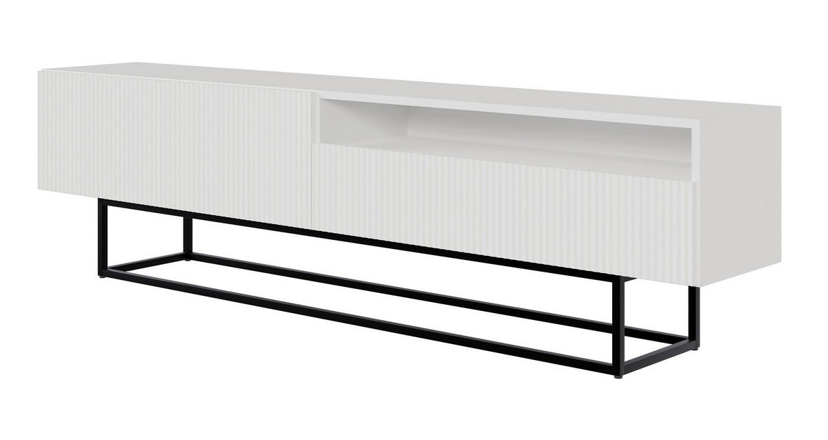 TV-SCHRANK Veldio Weiß Schwarz mit offenem Fach 175 cm - Schwarz/Weiß, Holzwerkstoff/Metall (175/46.5/31.6cm) - Selsey