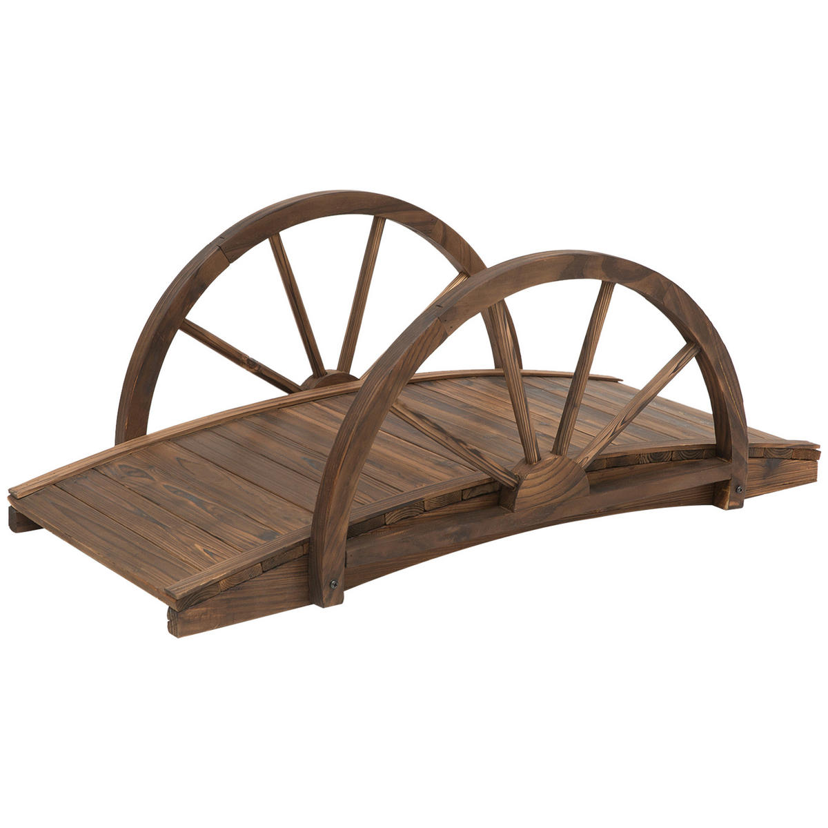 GARTENBRÜCKE DE-18862 mit Halbrad-Geländern Braun - Braun, Holzwerkstoff (100/50/37cm) - ComfortXL